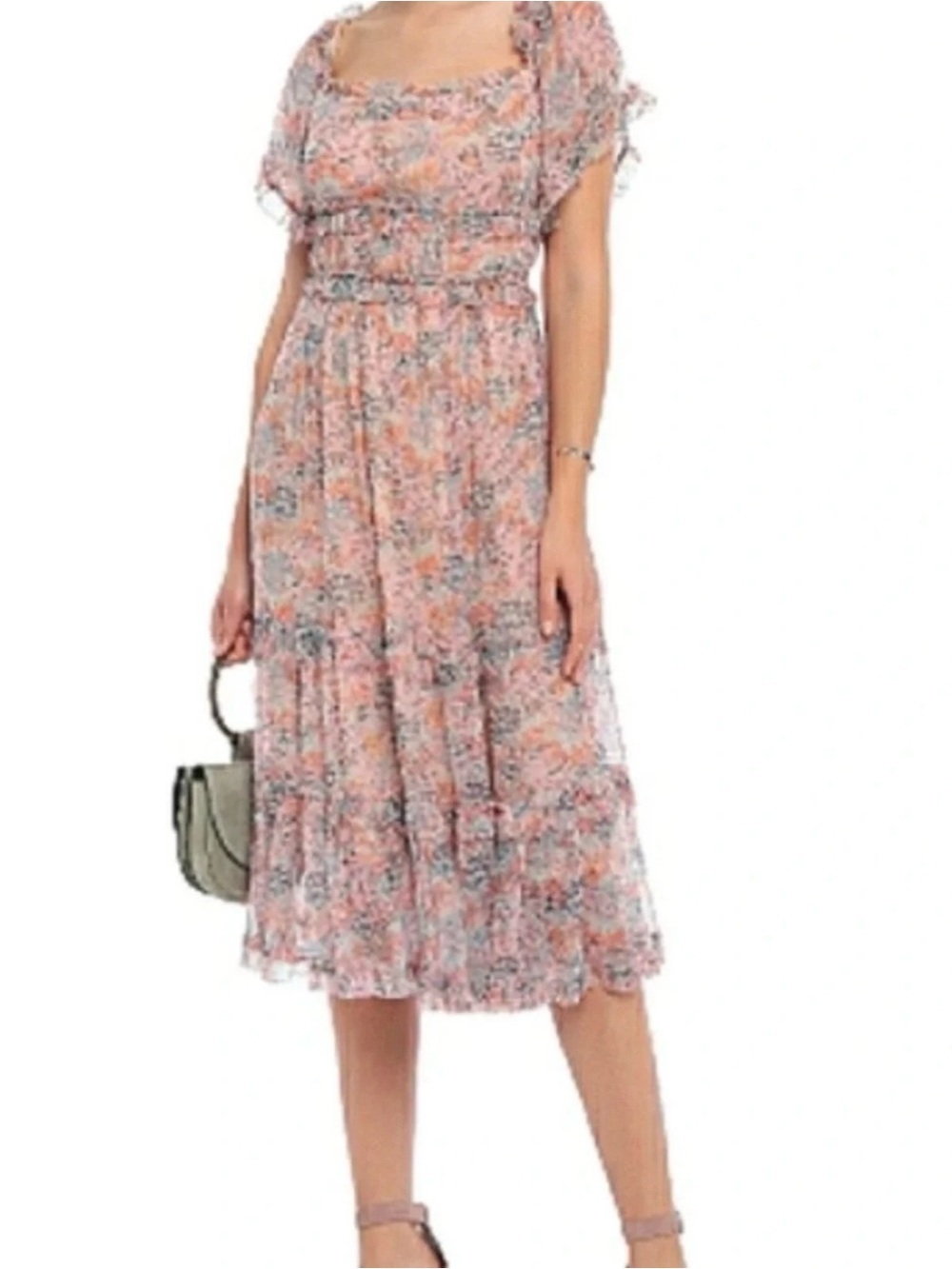 Anthropologie Love the Label Waterlily Ruffle Midi Dress Off Shoulder - Size S